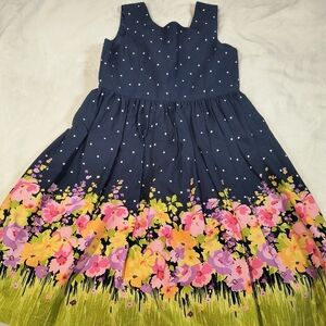 Bonnie Jean Navy and Pink Polka Dot Dress